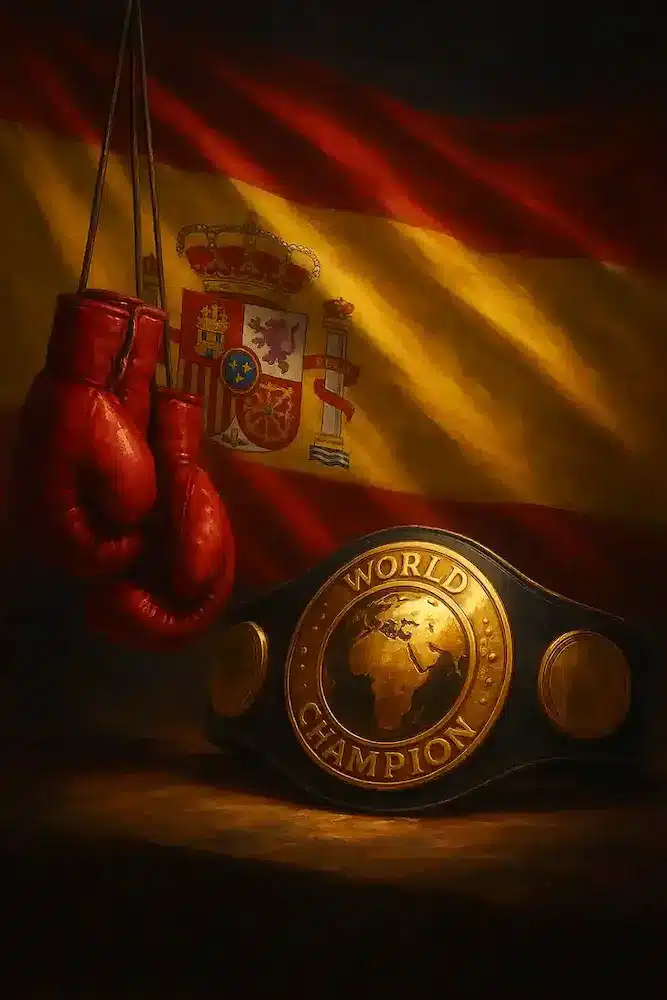 Guantes de boxeo y cinturón campeón